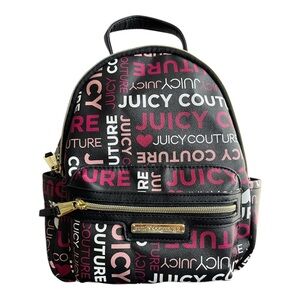 Juicy Couture Black and Pink Mini Backpack with Gold Hardware